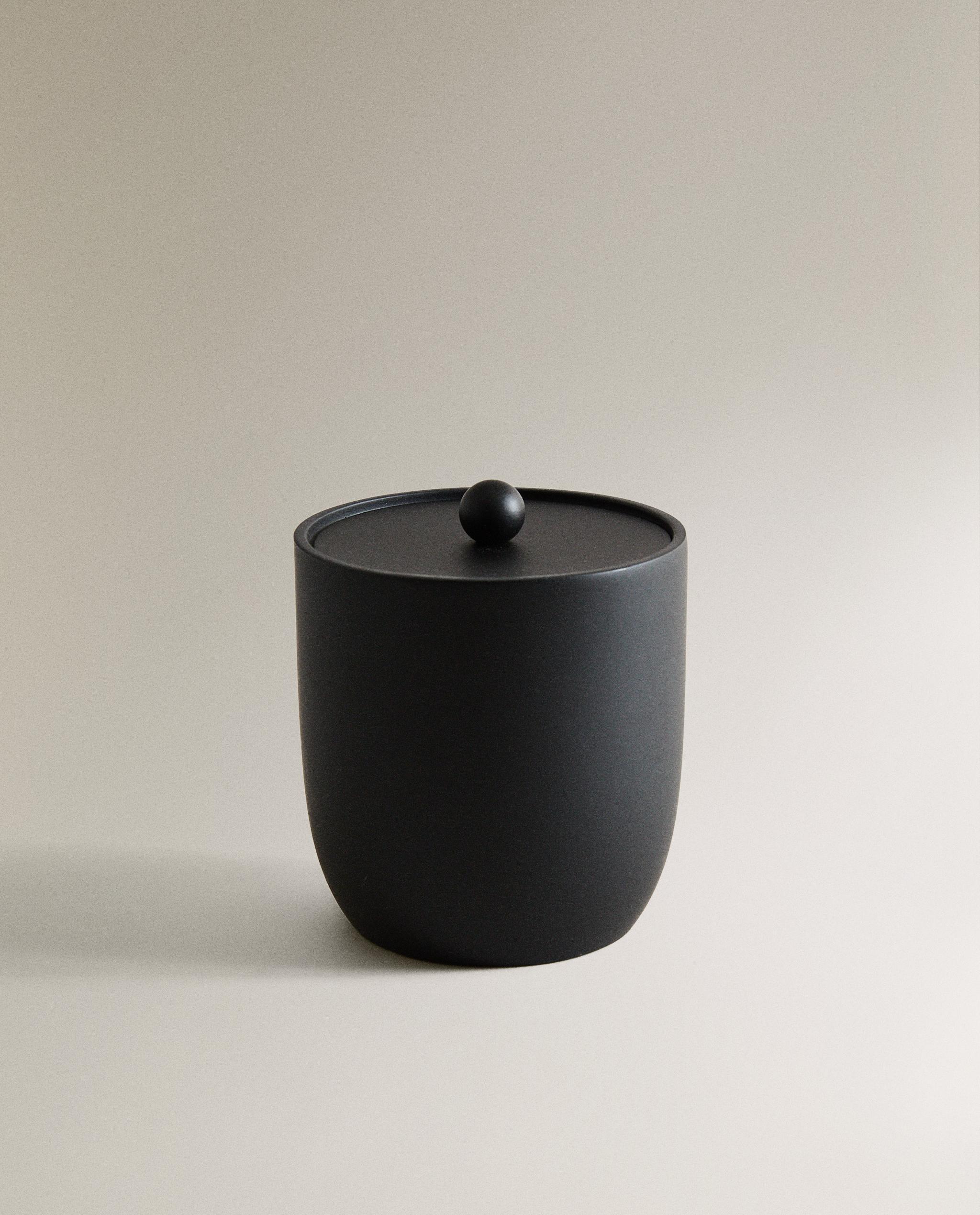 BLACK RESIN BATHROOM ORGANISER JAR