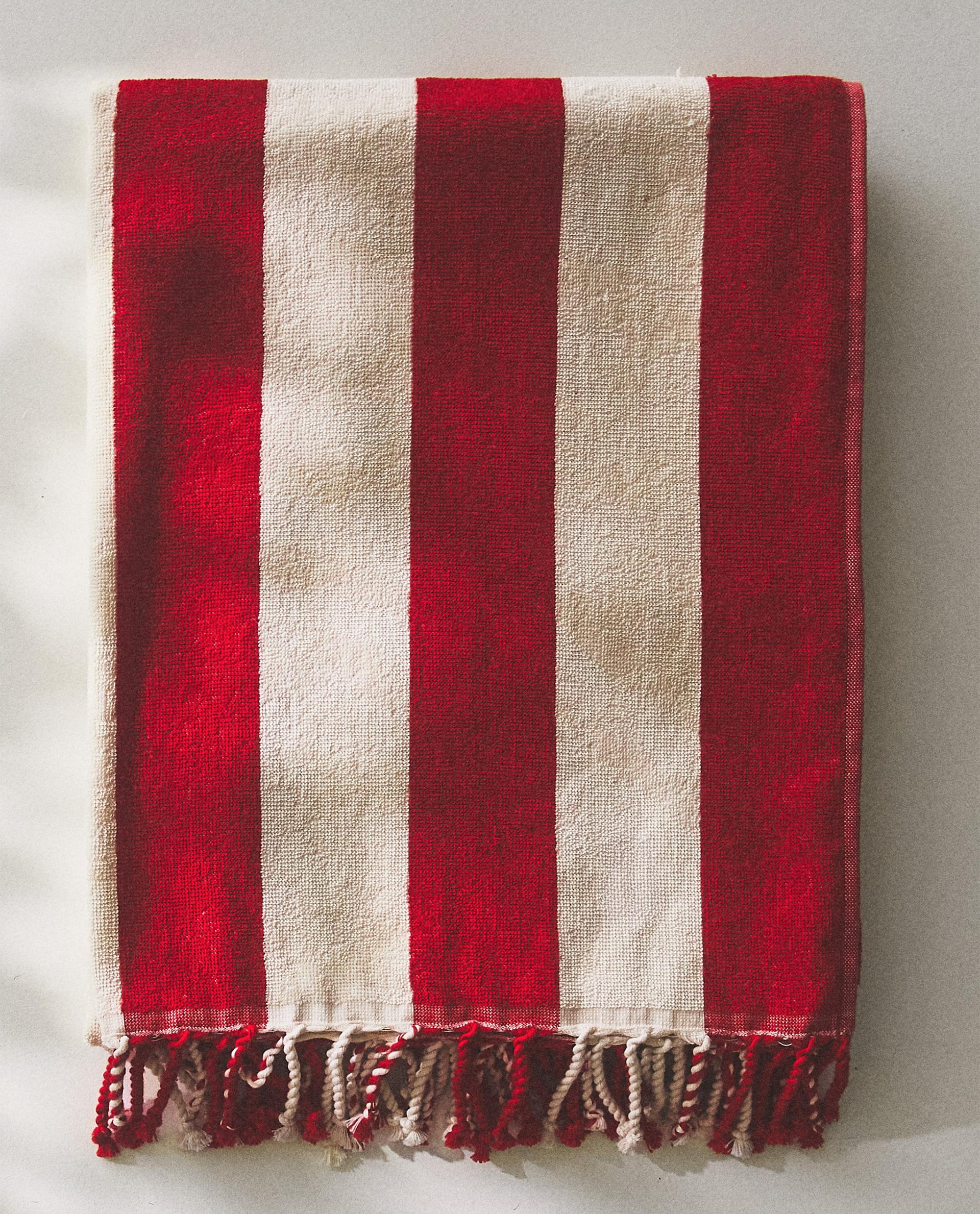 SERVIETTE DE PLAGE RAYURES FRANGES SERVIETTE DE PLAGE RAYURES FRANGES