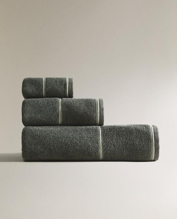 RICE STITCH BORDER BATH TOWEL