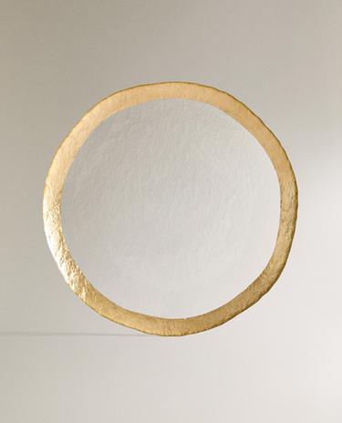 GLASS SERVICE PLATE WITH RIM