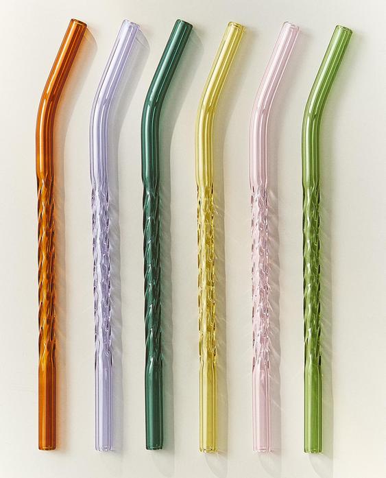 طقم ماصات ملونة من زجاج البوروسيليكات (طقم 6 قطع)