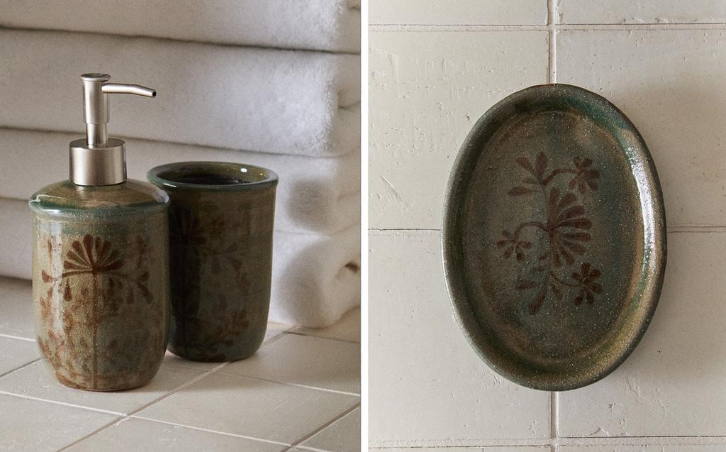 ACCESSOIRES DE BAIN CÉRAMIQUE FLEURIE ACCESSOIRES DE BAIN CÉRAMIQUE FLEURIE