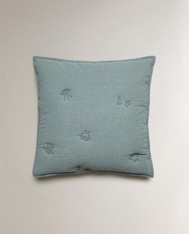 KIDS' SPACE QUILTED CUSHION COVER