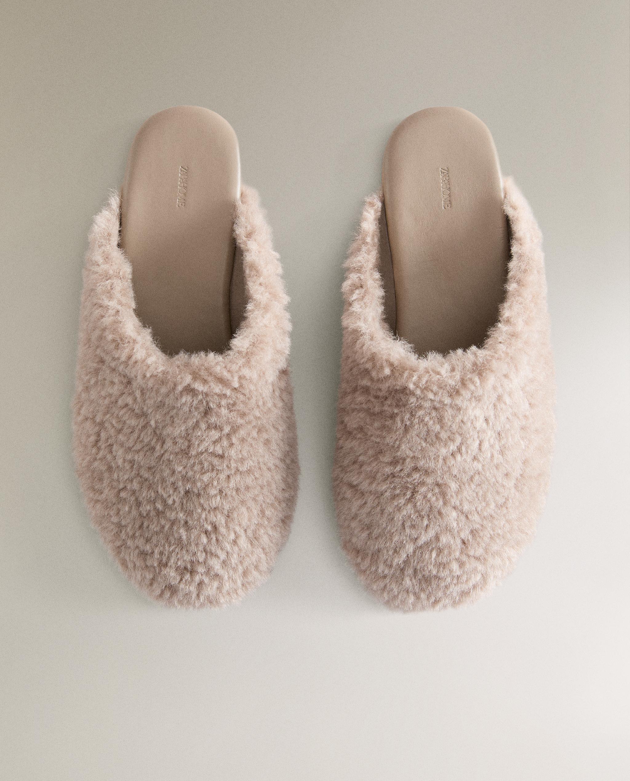 Discount Zara Zara Home Slippers Uk WARM LEATHER MULE SLIPPERS
