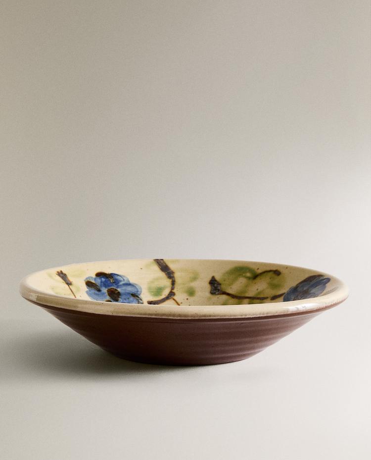 FLORAL EARTHENWARE SALAD BOWL