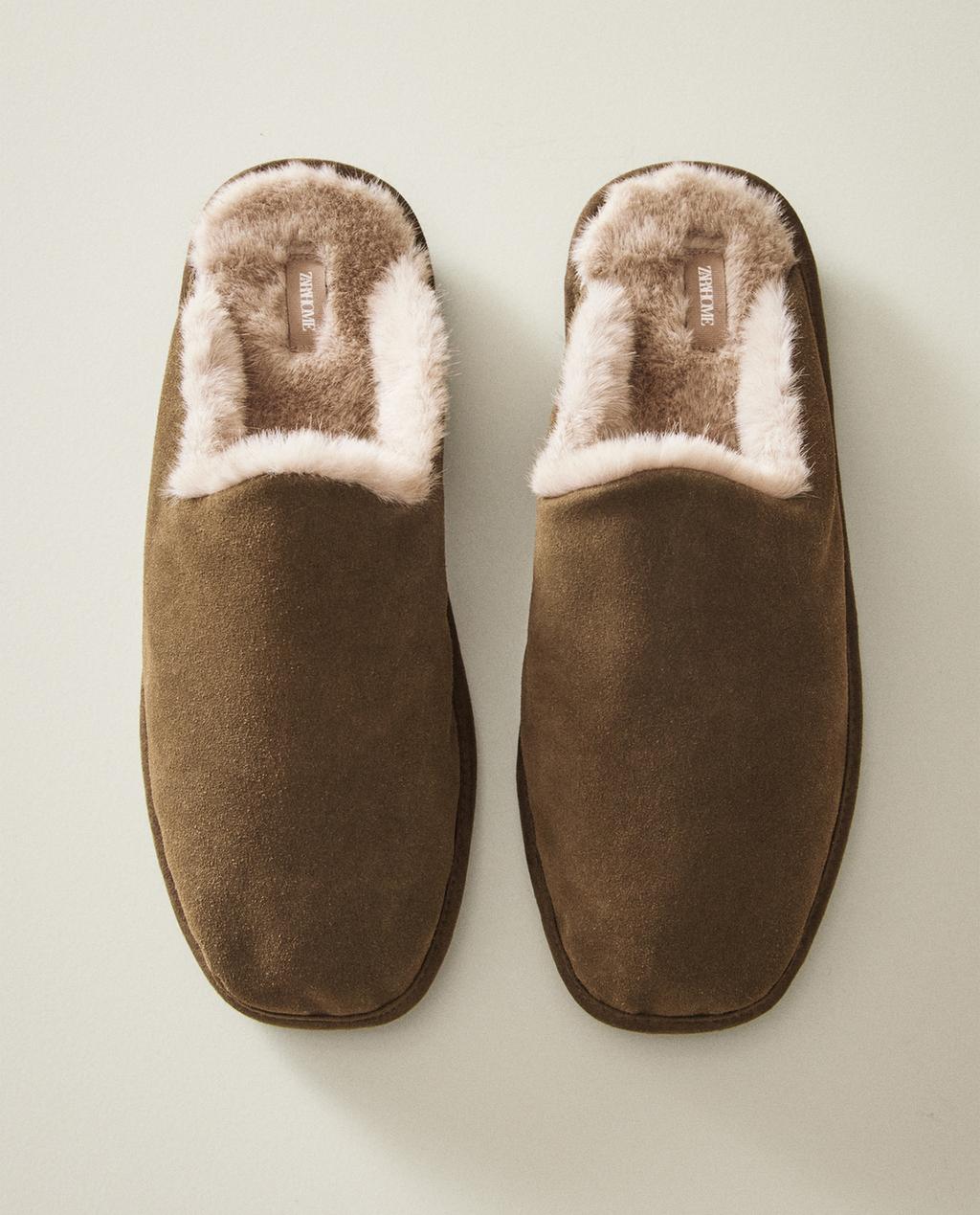 CHAUSSONS CUIR CHAUDS