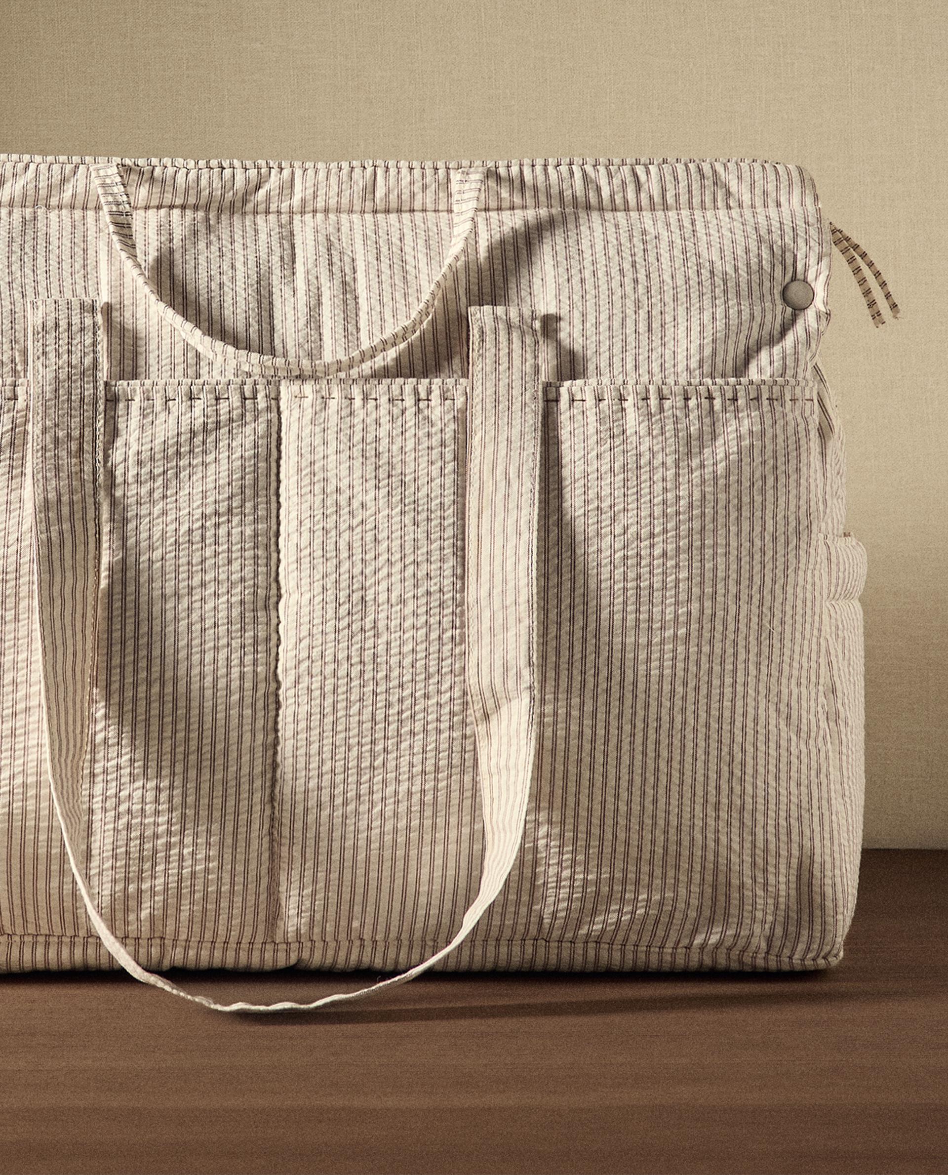 STRIPED COTTON MATERNITY BAG