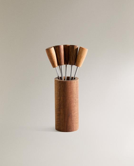 طقم أعواد مقبلات بحامل (طقم 6 قطع)