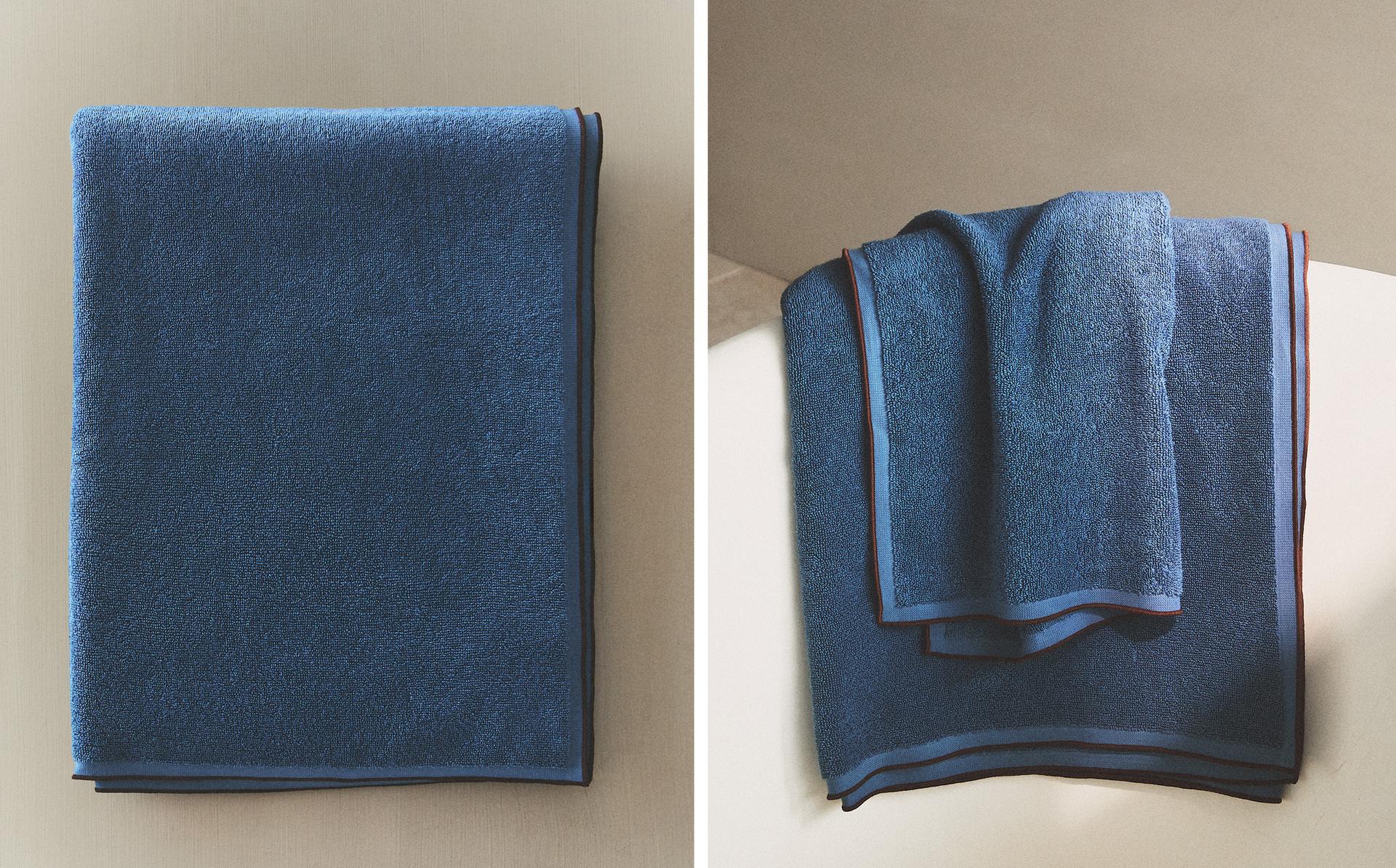 BATH TOWEL WITH COLOURED TOPSTITCHING BATH TOWEL WITH COLOURED TOPSTITCHING