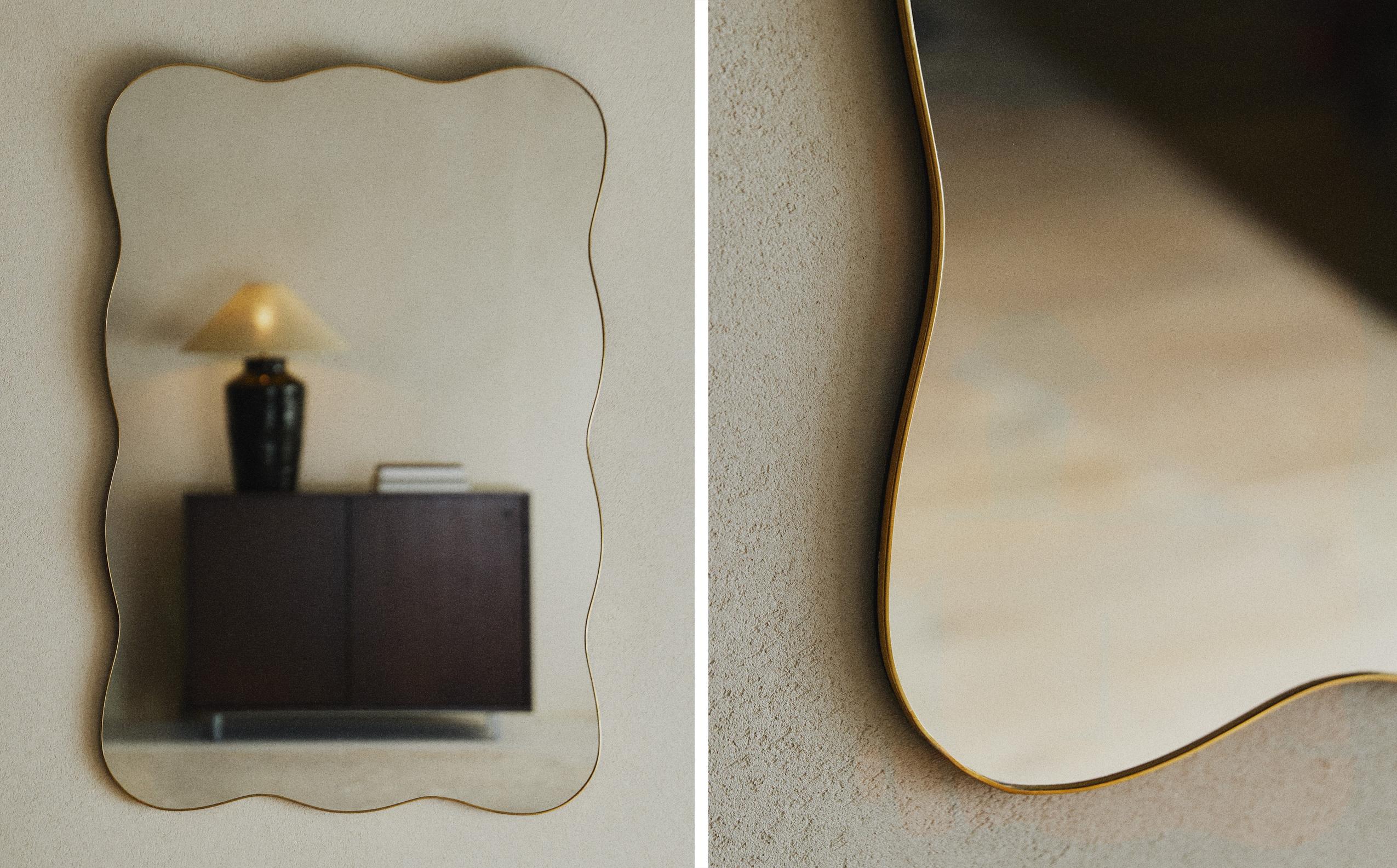ZARA ◆ザラホーム　ウッドミラー◆楕円◆オーバル ZARA HOME ザラホーム ゴールドウッド ミラー 鏡 75×58 (ZARA HOME