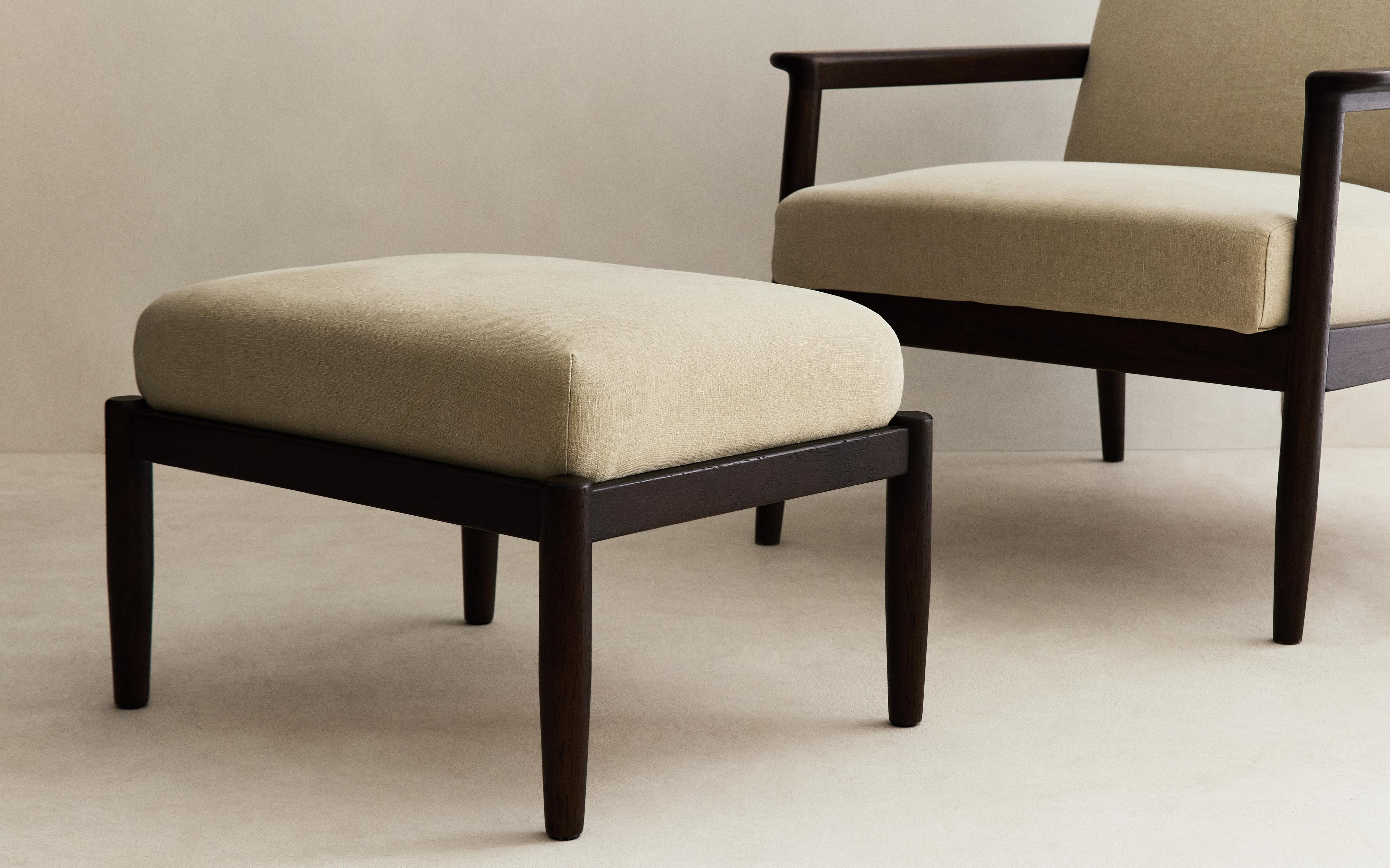 WOOD AND LINEN FOOTREST STOOL product thumbnail 10