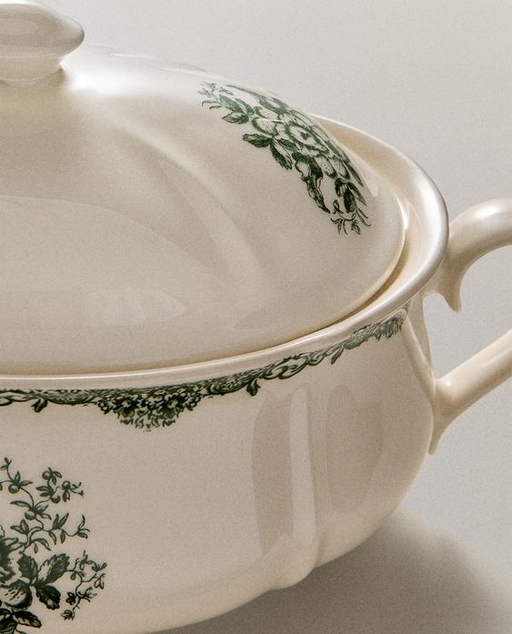 FLORAL EARTHENWARE SERVING TUREEN