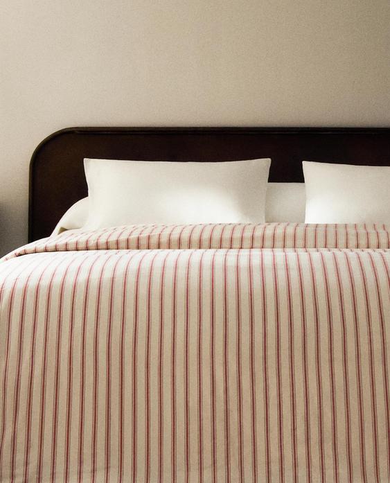 HOUSSE DE COUETTE PERCALE DE COTON RAYURES (300 FILS)