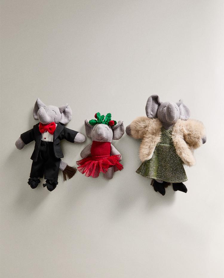 ENSEMBLE PELUCHES POUR ENFANT FAMILLE ÉLÉPHANTS NOËL (LOT DE 3)