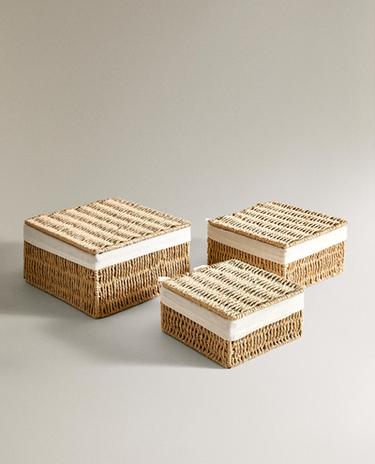 COTTON-LINED BASKET WITH LID COTTON-LINED BASKET WITH LID
