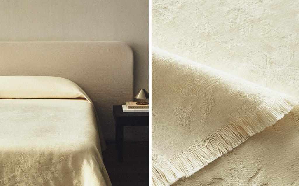 COLCHA COM JACQUARD FLORAL