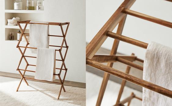 VERTICAL FOLDING WOODEN DRYING RACK