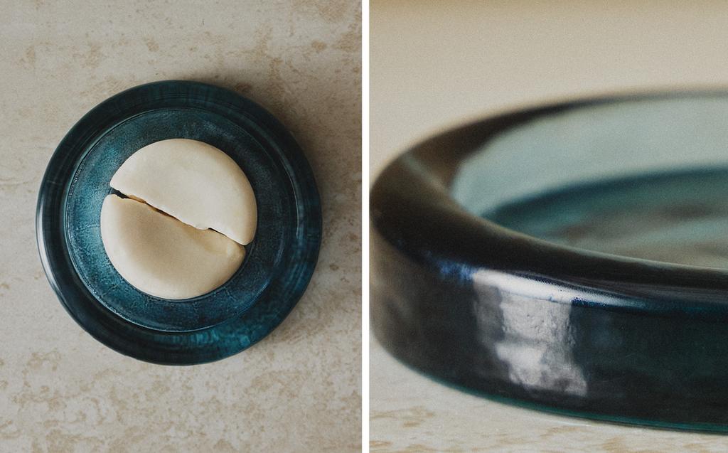 PORTASAPONE BAGNO VETRO BLU TRASLUCIDO