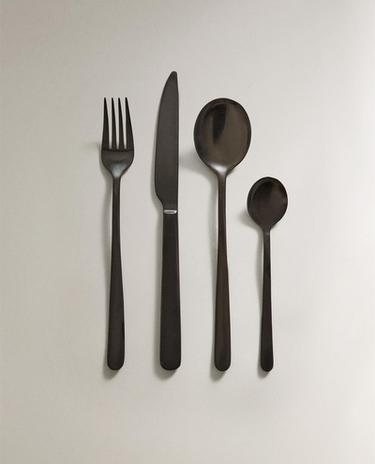 4-PIECE BLACK STEEL CUTLERY SET