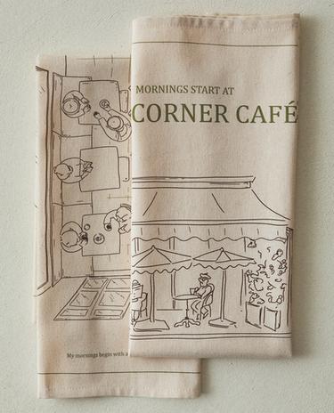 LOT TORCHONS CUISINE COTON CAFÉTÉRIA (LOT DE 2)
