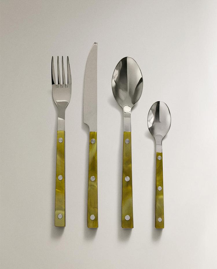 SET CUBIERTOS 4 PIEZAS MANGO ACRÍLICO