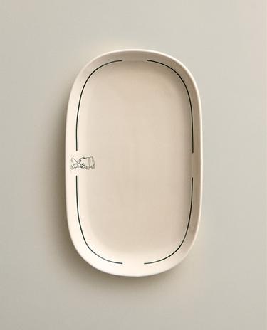 카페 일러스트 스톤웨어 서빙 플래터