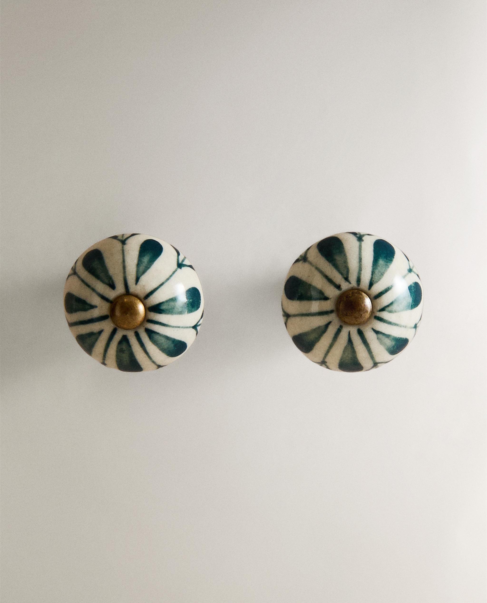 PACK OF CERAMIC FLOWER DOOR KNOBS (PACK OF 2)