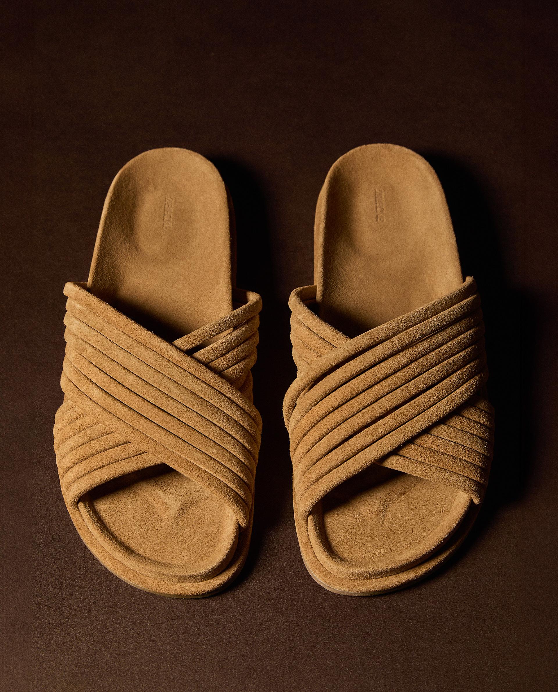 CRISS-CROSS STRAP LEATHER SANDALS | Zara Home United States