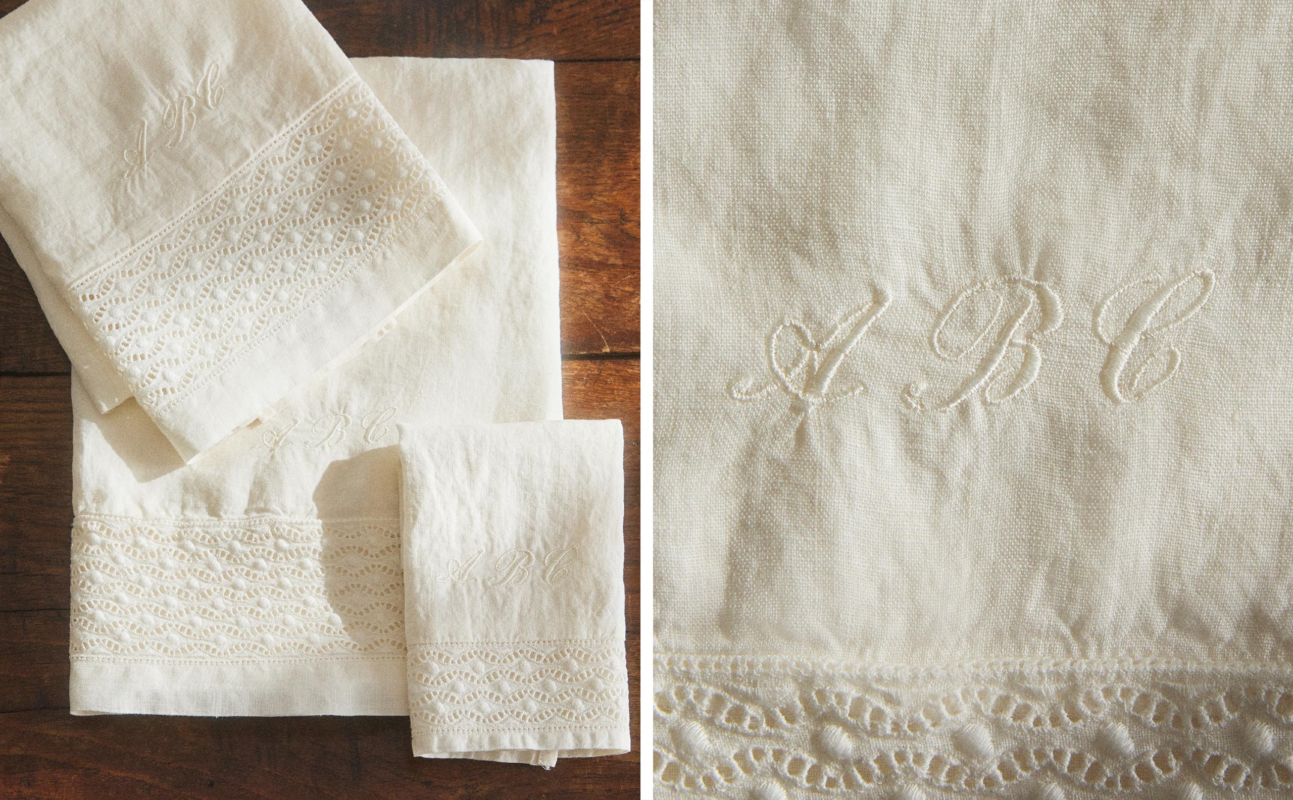 EMBROIDERED LINEN BATH TOWEL