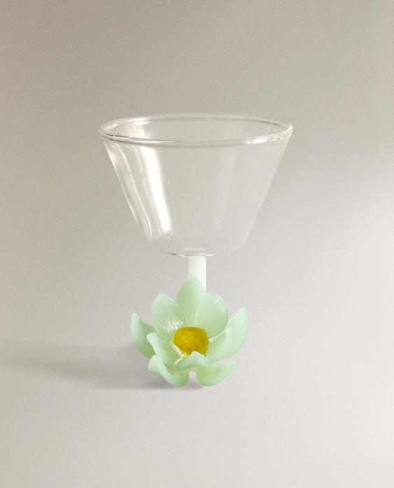 แก้วทำจากแก้วทนความร้อนสูงแต่งรูปดอกไม้