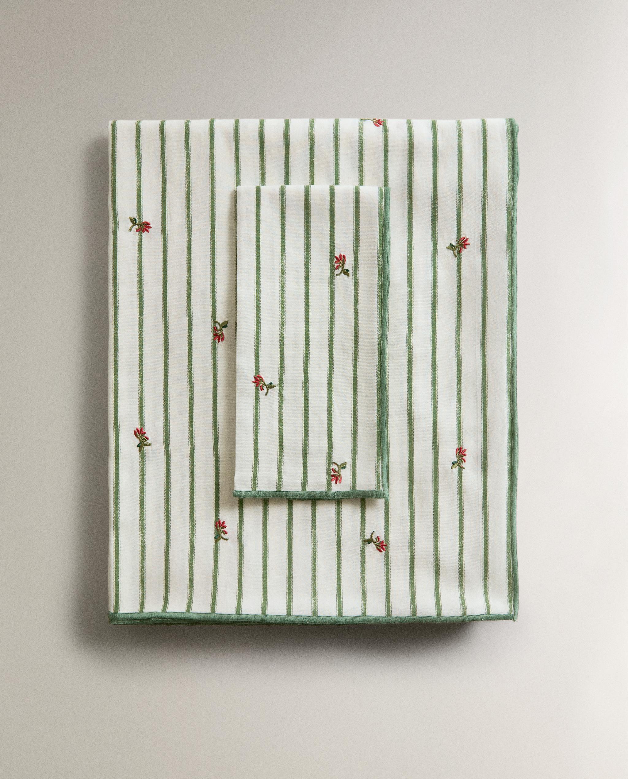 STRIPED TABLECLOTH WITH FLORAL EMBROIDERY product thumbnail 17