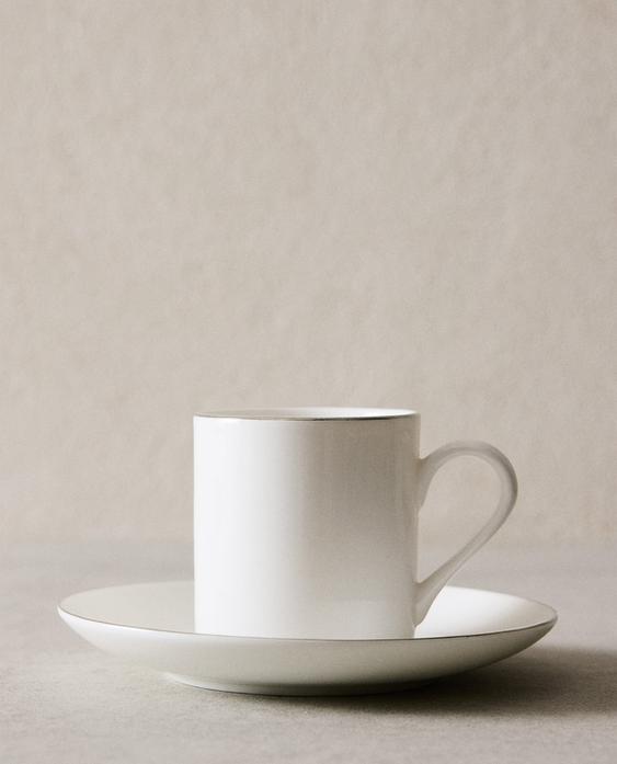 TAZA DE CAFÉ CON PLATO BONE CHINA FILO