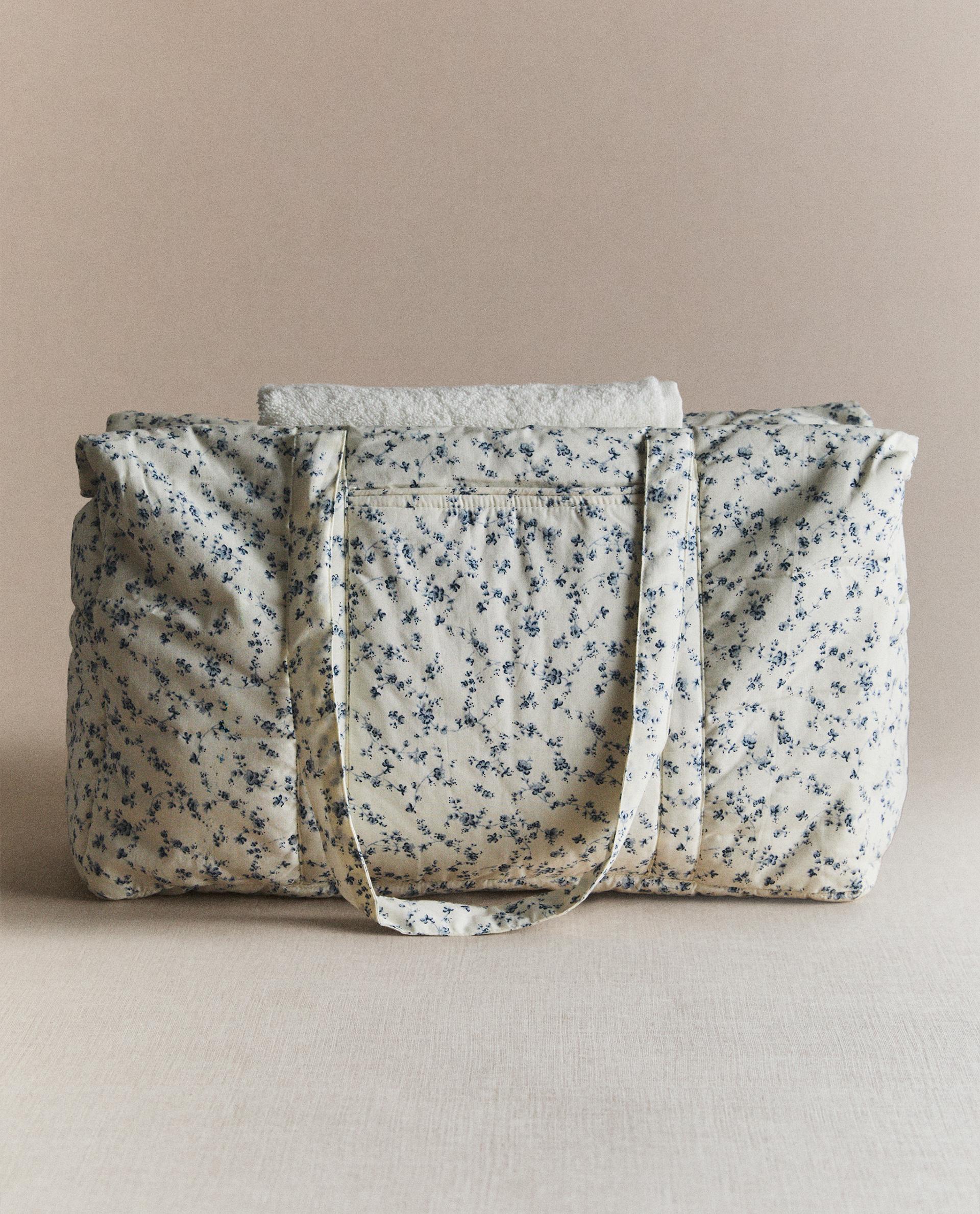 BLUE FLORAL COTTON MATERNITY BAG BLUE FLORAL COTTON MATERNITY BAG
