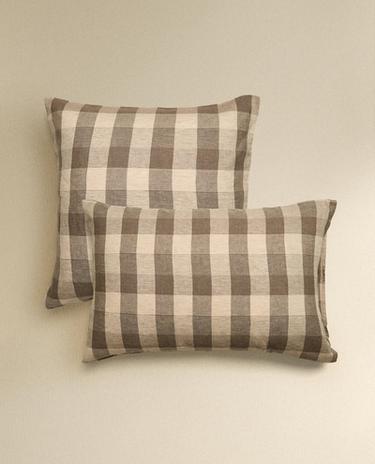 FUNDA ALMOHADA LINO CUADROS