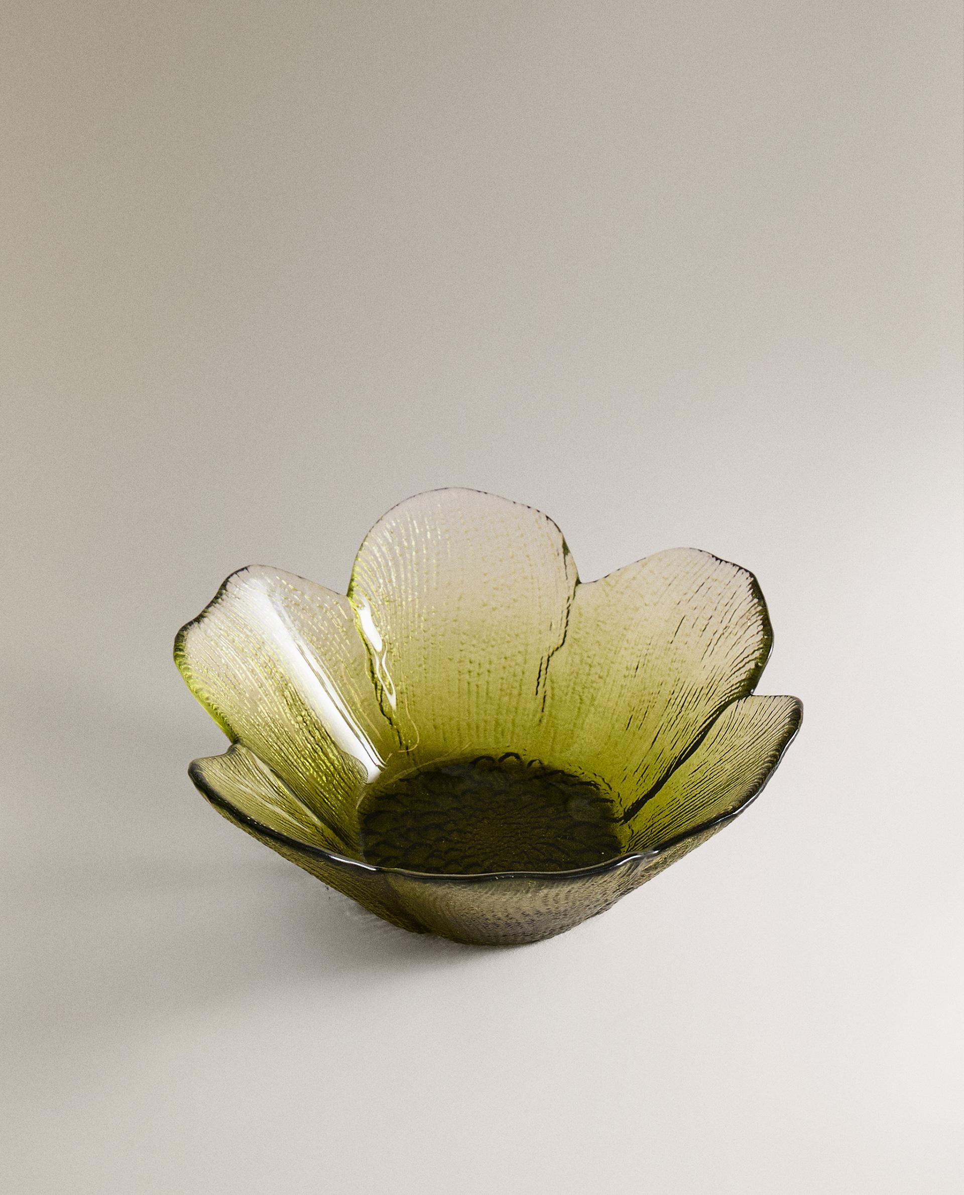 花柄サンドブラストガラスボウル　金継ぎ。 フラワーレリーフ ガラス ボウル | Zara Home 日本/Japan
