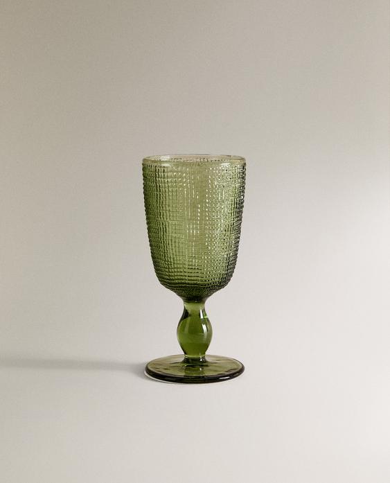 TAÇA DE VIDRO COM RELEVO