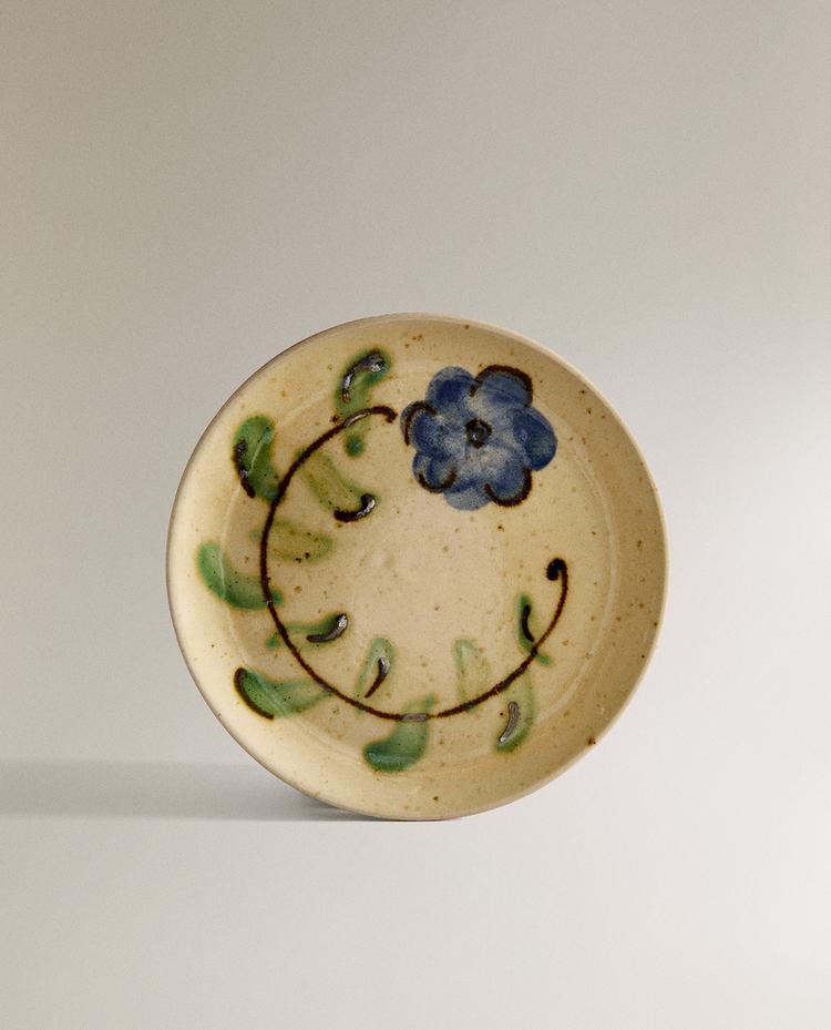 FLORAL EARTHENWARE DESSERT PLATE