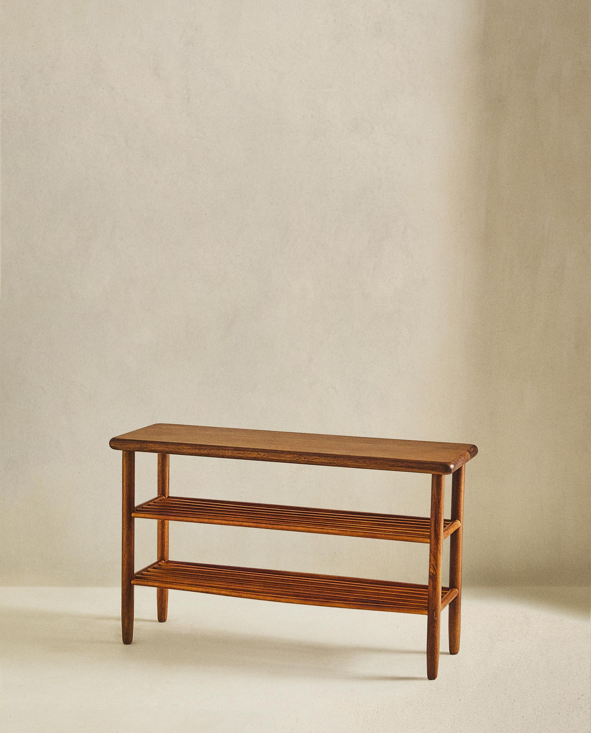 ACACIA WOOD SHOE BENCH