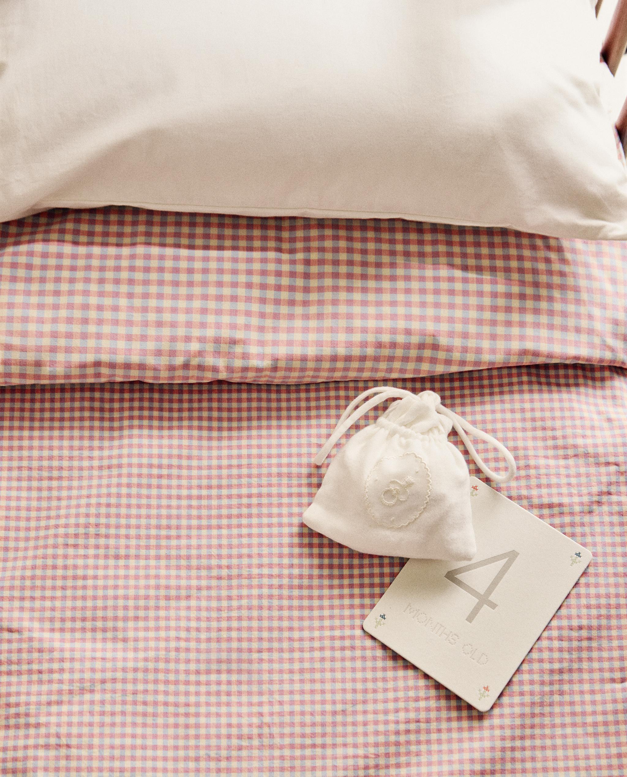 KIDS' GINGHAM COTTON FITTED SHEET product thumbnail 9