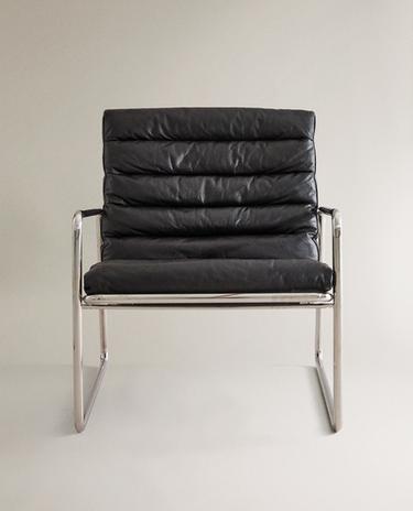 FAUTEUIL CUIR ET ACIER INOXYDABLE
