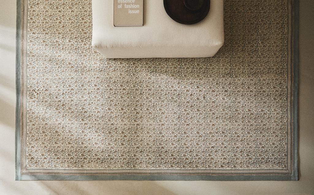 Floral block print rug
