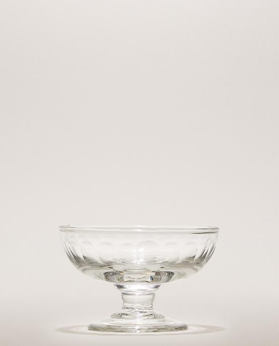 VERTICAL RAISED DESIGN GLASS ICE-CREAM CUP