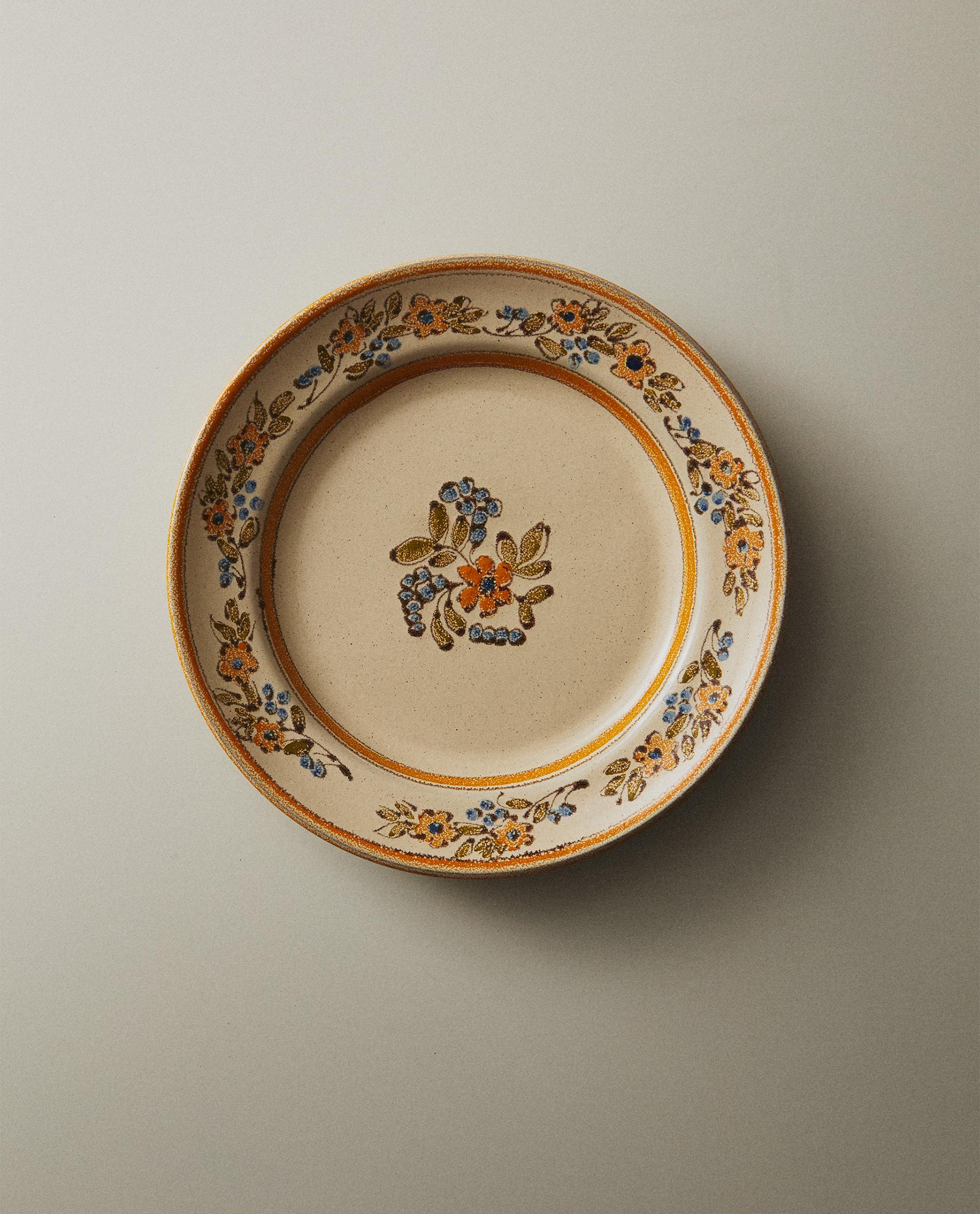 FLORAL TERRACOTTA DESSERT PLATE FLORAL TERRACOTTA DESSERT PLATE