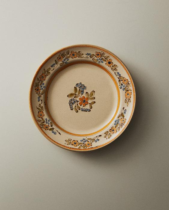 FLORAL TERRACOTTA DESSERT PLATE FLORAL TERRACOTTA DESSERT PLATE