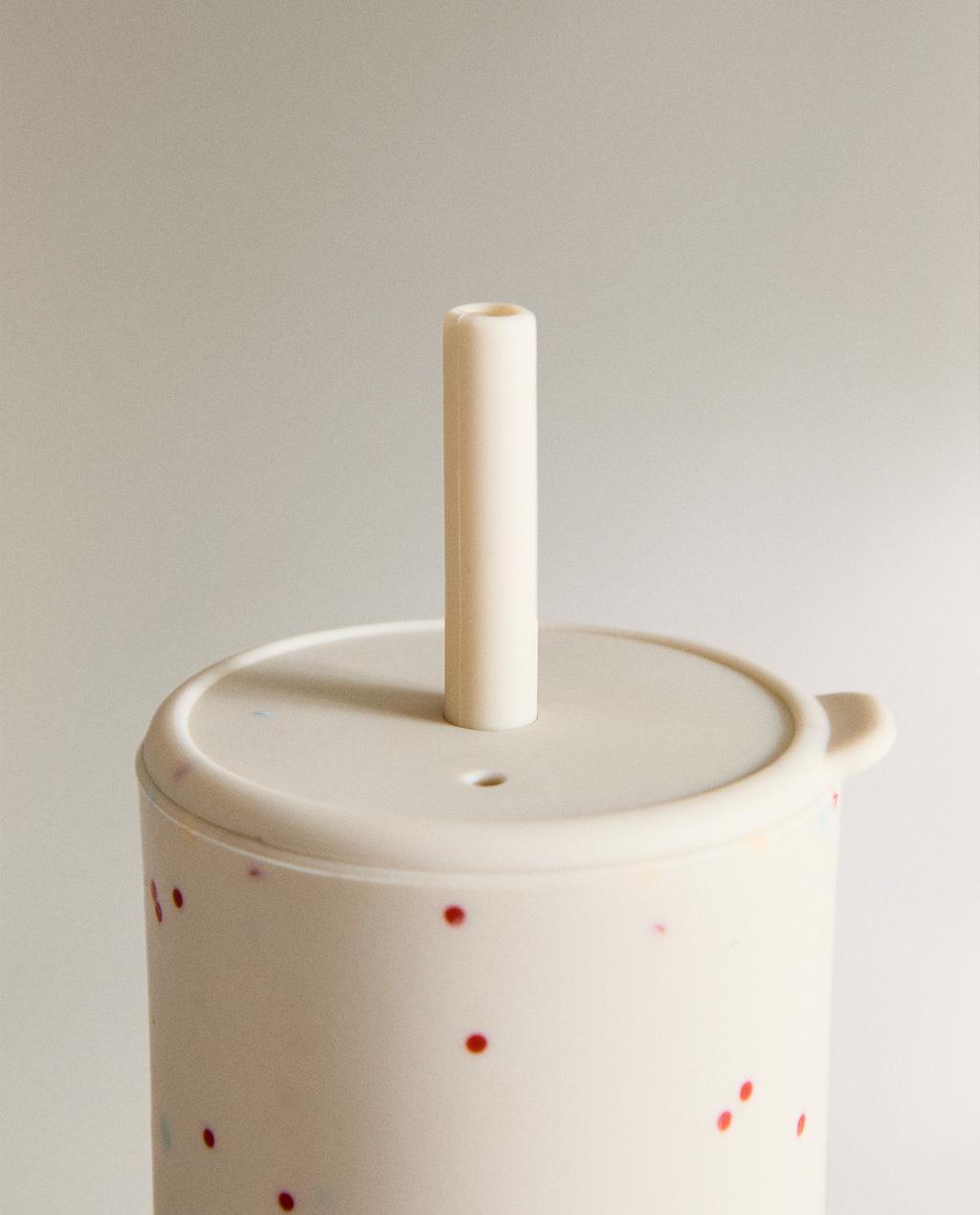 CHILDREN'S POLKA DOT TUMBLER WITH A STRAW