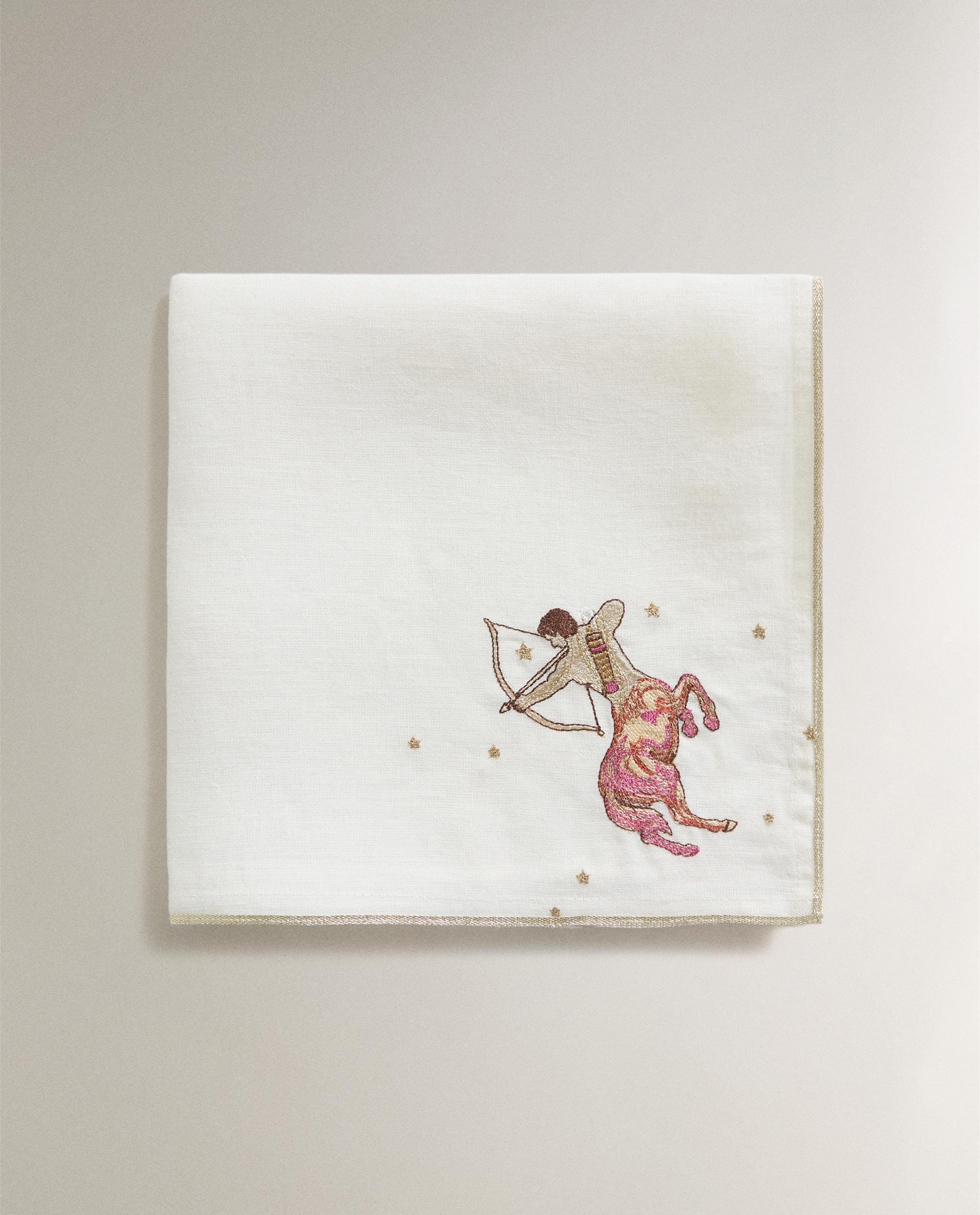 SAGITTARIUS EMBROIDERED LINEN NAPKIN | MARISA BERENSON product thumbnail 3