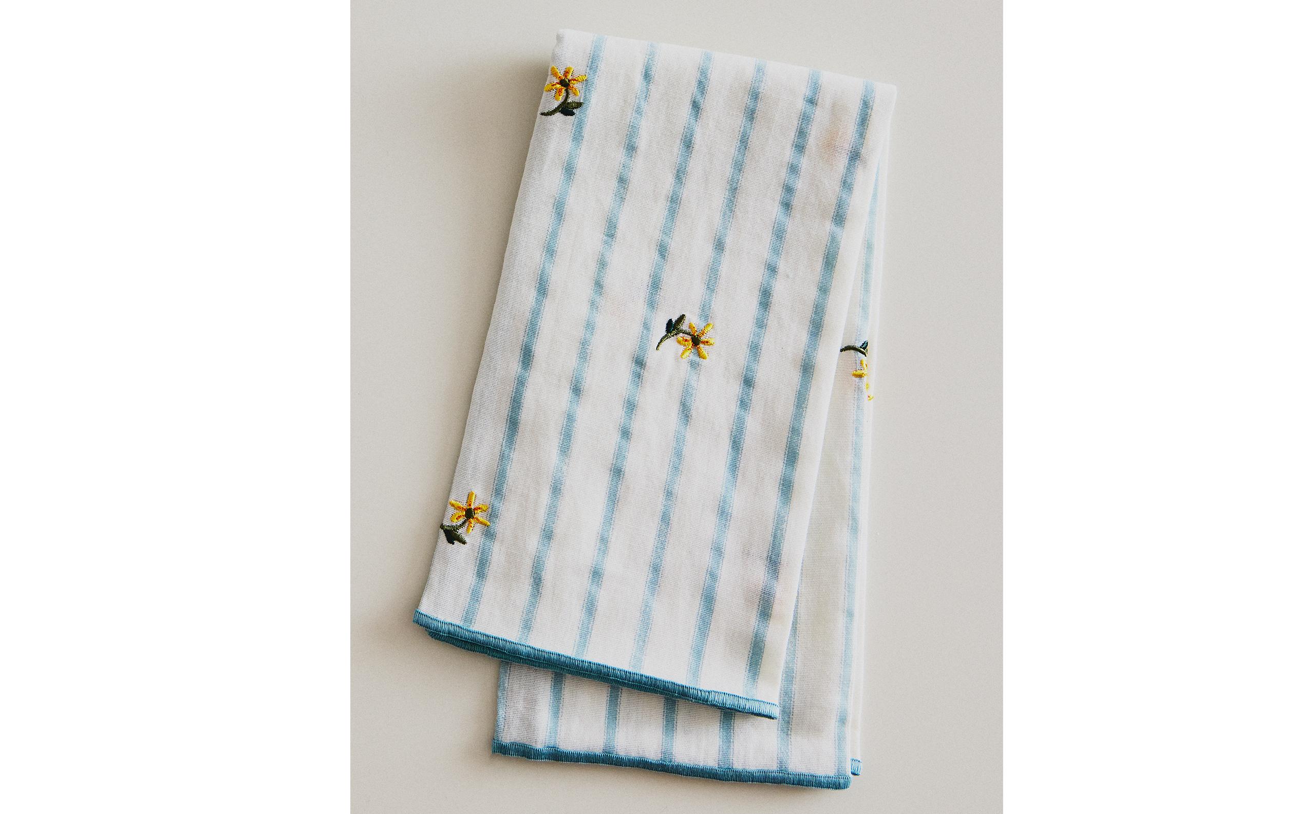 PACK OF STRIPED NAPKINS WITH FLORAL EMBROIDERY (PACK OF 2) product thumbnail 2