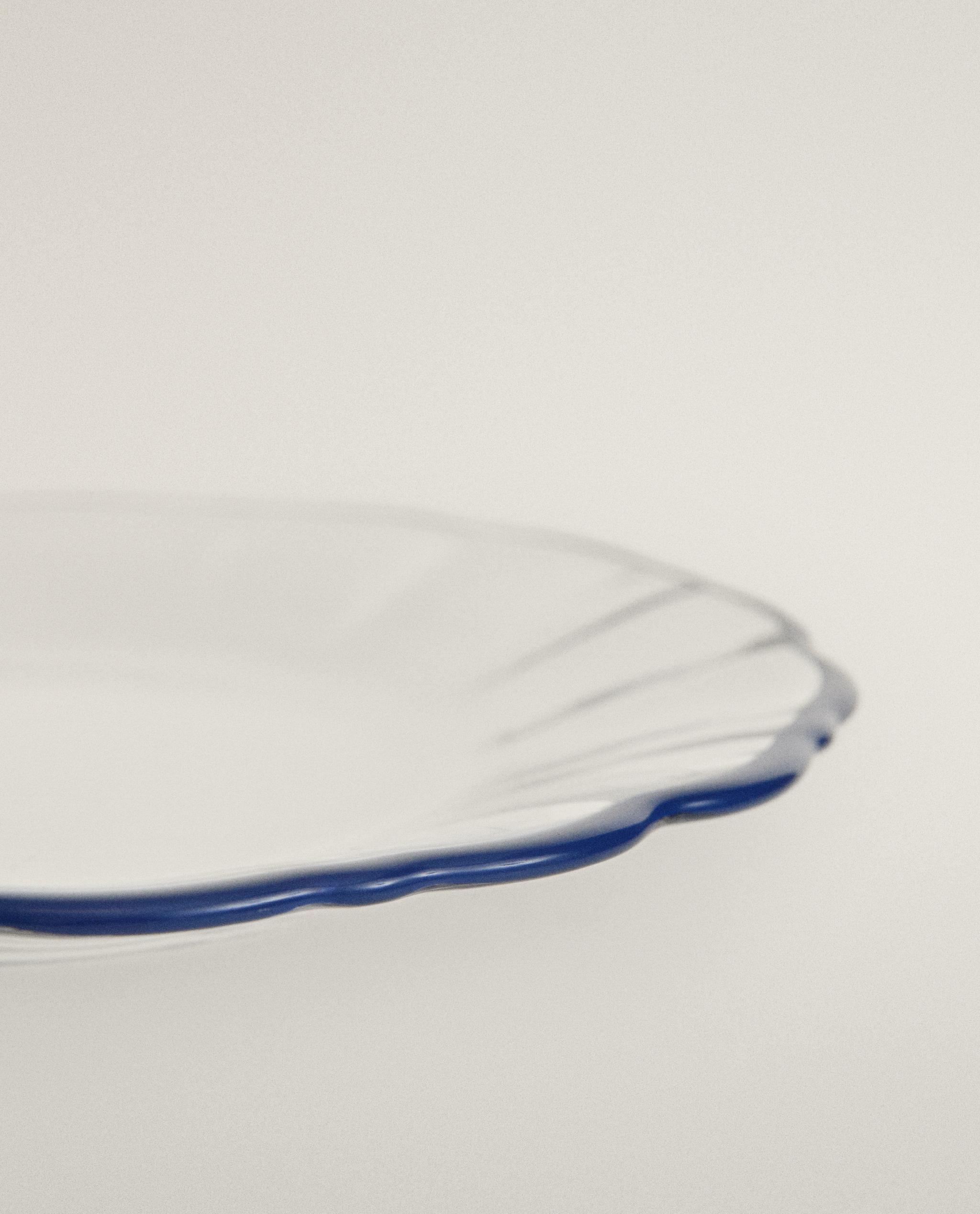 GLASS DINNER SET WITH BLUE RIM product thumbnail 12