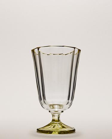 TAÇA DE VIDRO COM BORDA COLORIDA