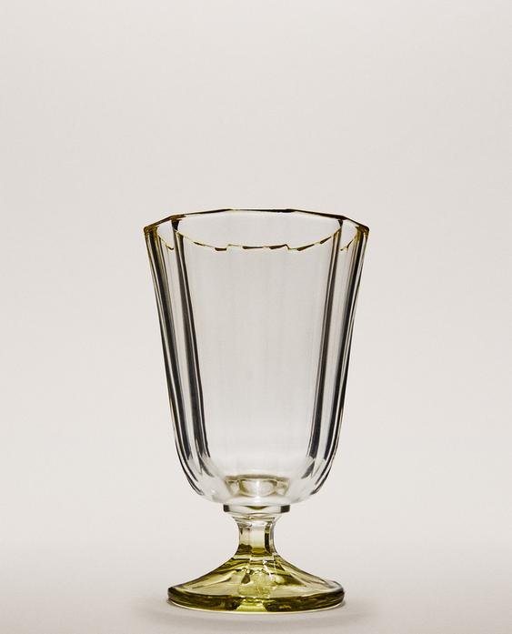TAÇA DE VIDRO COM BORDA COLORIDA
